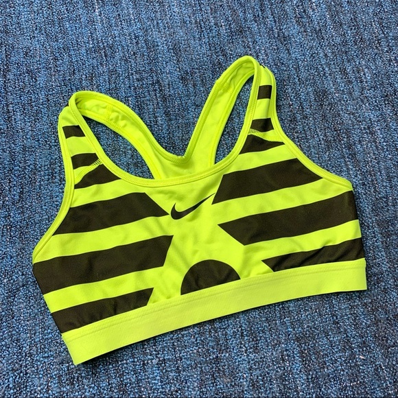 Nike Other - Nike Pro Classic Circulo Sports Bra Volt Yellow and Black Stripe